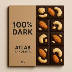 %100 Şekersiz Bean to Bar Dark Çikolata Kuruyemişli