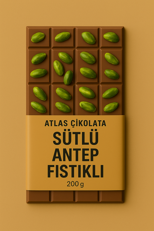 Sütlü Antep Fıstıklı 200 Gram Tablet Çikolata
